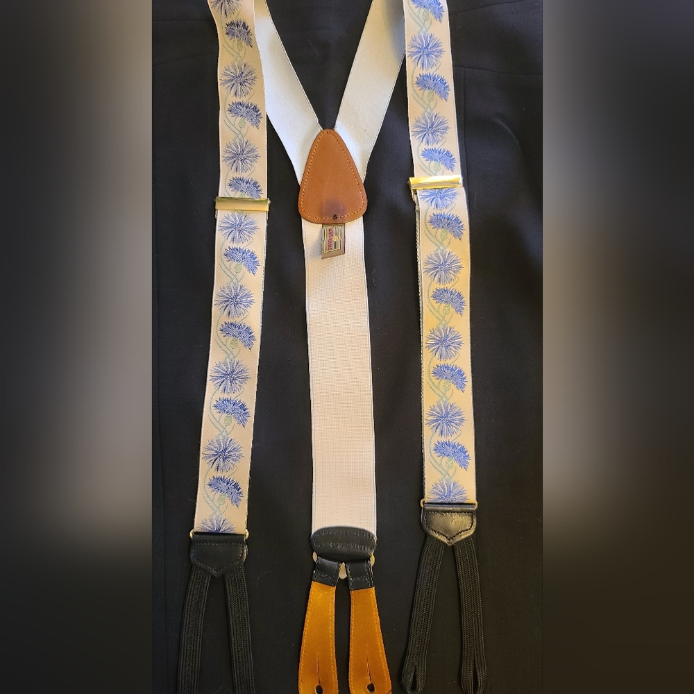 Silk Floral Trafalgar Suspenders Made in England
